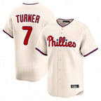 Silnrao P.Phillies #7 Trea Turner Player Cream Home Limited Stitched Jerseys