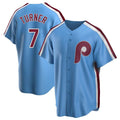 Silnrao P.Phillies #7 Trea Turner Player Light Blue Home Game Stitched Jerseys
