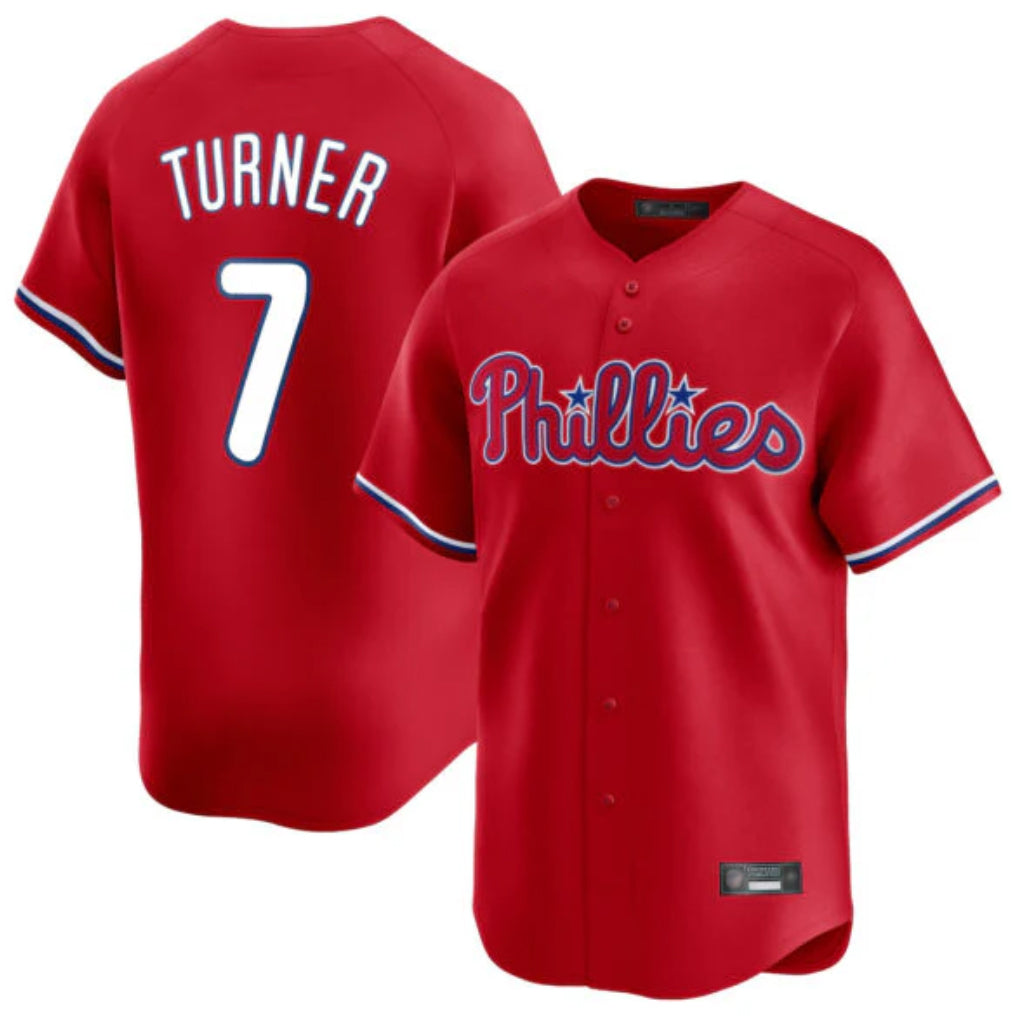 Silnrao P.Phillies #7 Trea Turner Player Red Home Limited Stitched Jerseys