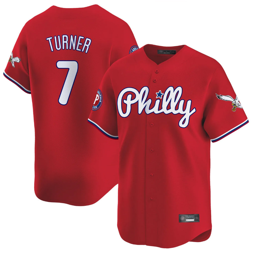 Silnrao P.Phillies #7 Trea Turner Player Red Phillies & Eagles Vapor Premier Limited Stitched Jerseys