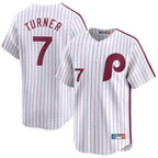 Silnrao P.Phillies #7 Trea Turner Player White Cooperstown Collection Limited Home Stitched Jerseys