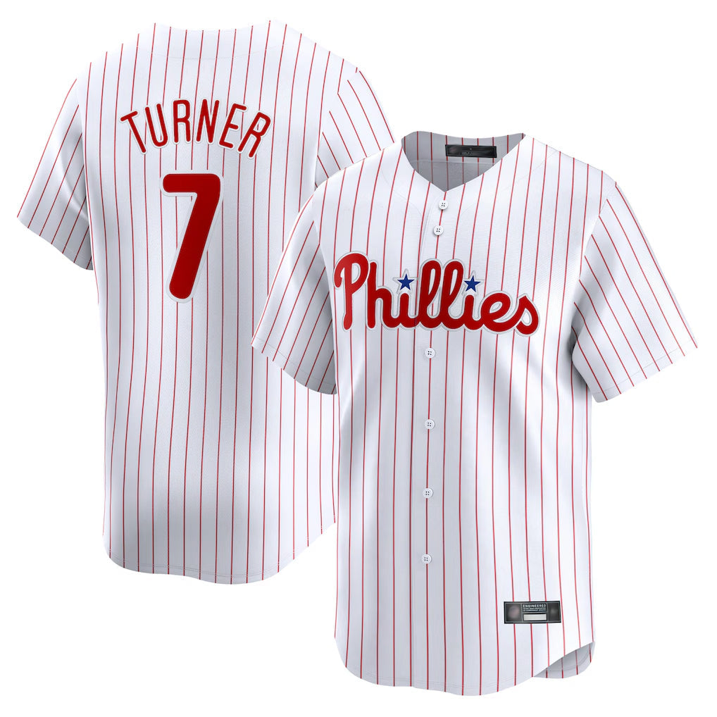 Silnrao P.Phillies #7 Trea Turner Player White Home Limited Stitched Jerseys