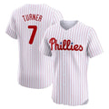 Silnrao P.Phillies #7 Trea Turner Player White Pinstripe Phillies & Eagles Vapor Premier Limited Elite Stitched Jerseys