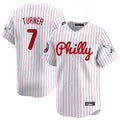Silnrao P.Phillies #7 Trea Turner Player White Pinstripe Phillies & Eagles Vapor Premier Limited Stitched Jerseys