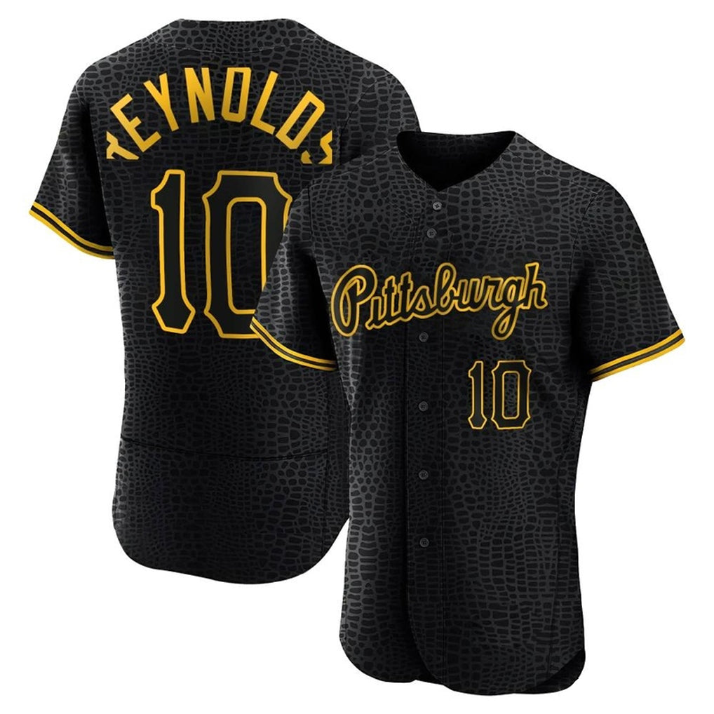 Silnrao P.Pirates #10 Bryan Reynolds Player Black Snake Skin City Home Limited Elite Stitched Jerseys