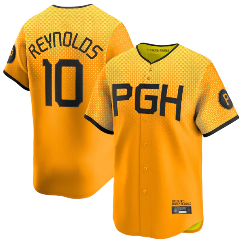 Silnrao P.Pirates #10 Bryan Reynolds Player Gold City Connect Home Game Stitched Jerseys
