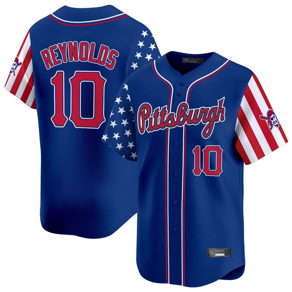Silnrao P.Pirates #10 Bryan Reynolds Player Royal 2025 Independence Day Vapor Premier Limited Stitched Jerseys