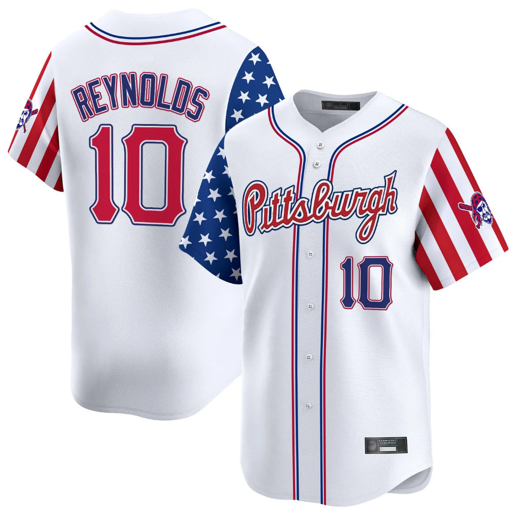 Silnrao P.Pirates #10 Bryan Reynolds Player White 2025 Independence Day Vapor Premier Limited Stitched Jerseys