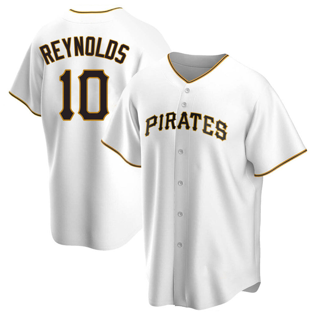 Silnrao P.Pirates #10 Bryan Reynolds Player White Home Game Stitched Jerseys