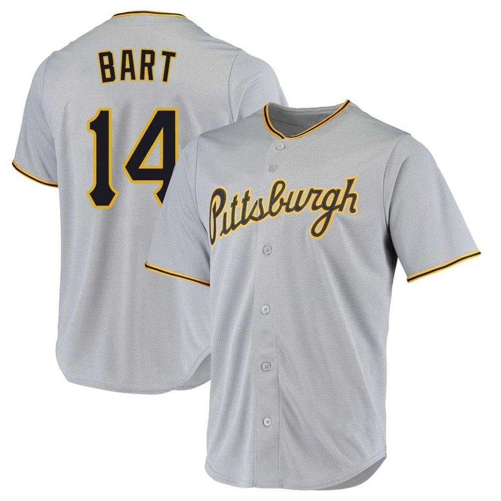 Silnrao P.Pirates #14 Joey Bart Player Gray Road Home Game Stitched Jerseys