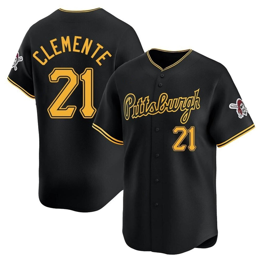 Silnrao P.Pirates #21 Roberto Clemente Player Black Alt Home Limited Stitched Jerseys