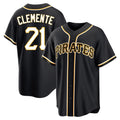Silnrao P.Pirates #21 Roberto Clemente Player Black Fashion Out Home Game Stitched Jerseys