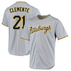 Silnrao P.Pirates #21 Roberto Clemente Player Gray Road Home Game Stitched Jerseys