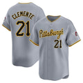 Silnrao P.Pirates #21 Roberto Clemente Player Gray Road Home Limited Stitched Jerseys