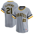 Silnrao P.Pirates #21 Roberto Clemente Player Gray Throwback Cooperstown Collection Limited T-shirt Stitched Jerseys