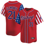 Silnrao P.Pirates #21 Roberto Clemente Player Red 2025 Independence Day Vapor Premier Limited Stitched Jerseys