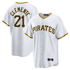 Silnrao P.Pirates #21 Roberto Clemente Player White Home Game Stitched Jerseys