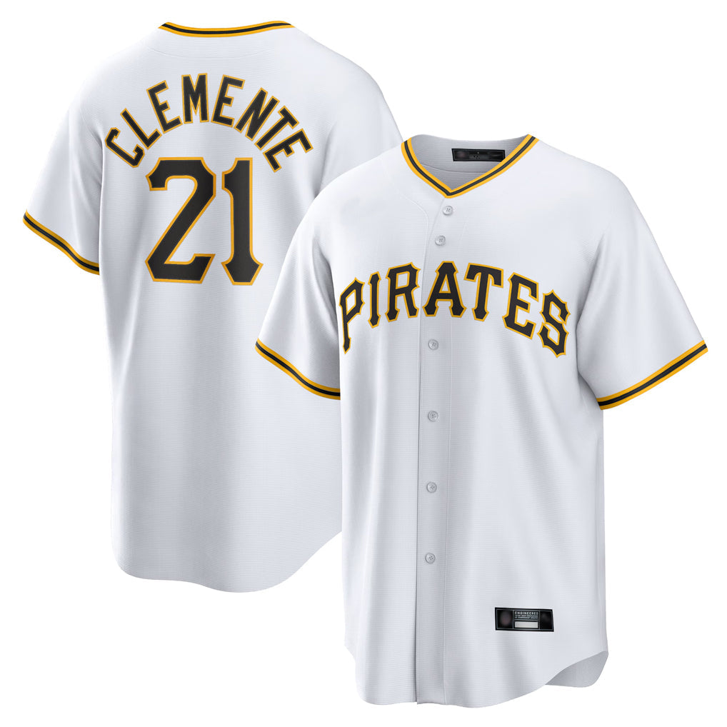 Silnrao P.Pirates #21 Roberto Clemente Player White Home Game Stitched Jerseys