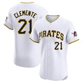 Silnrao P.Pirates #21 Roberto Clemente Player White Home Limited Elite Stitched Jerseys