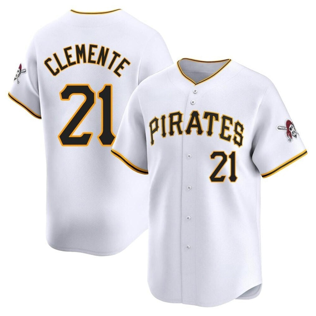 Silnrao P.Pirates #21 Roberto Clemente Player White Home Limited Stitched Jerseys