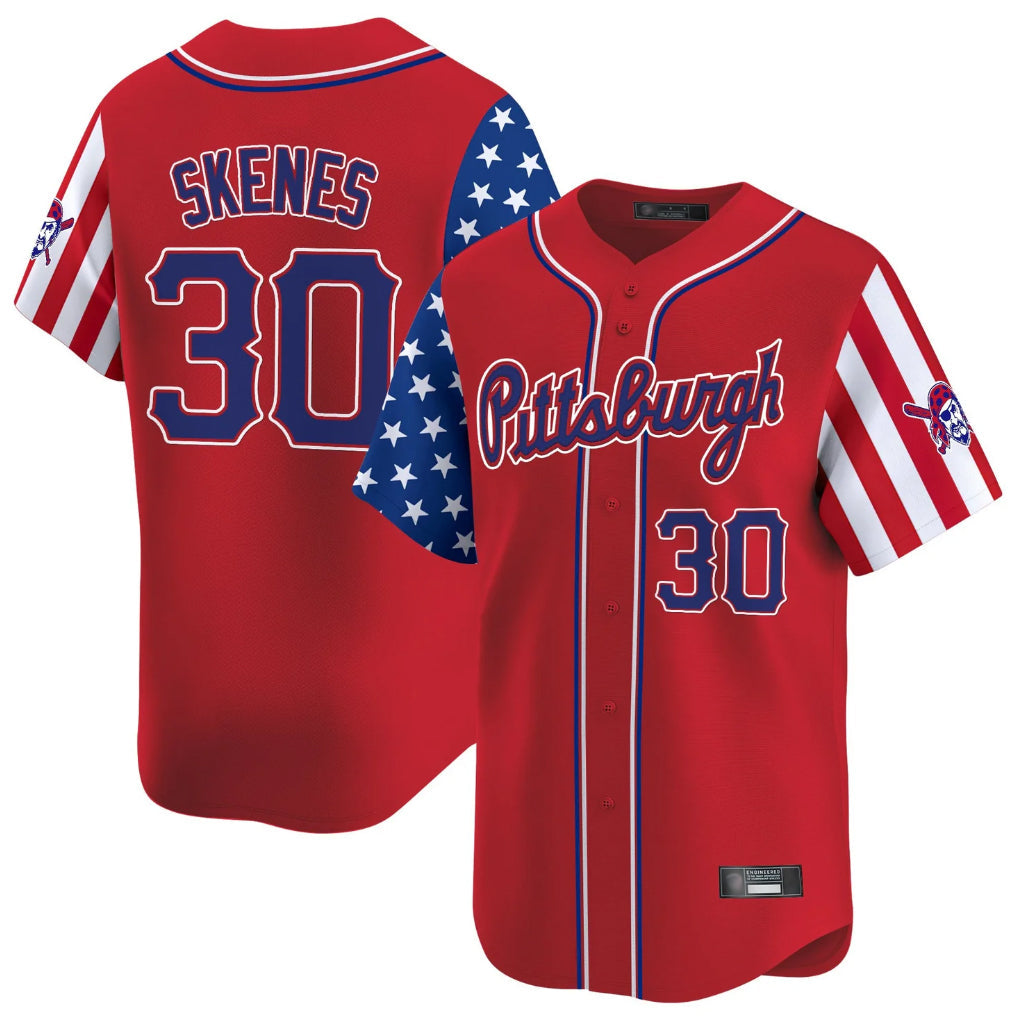 Silnrao P.Pirates #30 Paul Skenes Player Red 2025 Independence Day Vapor Premier Limited Stitched Jerseys