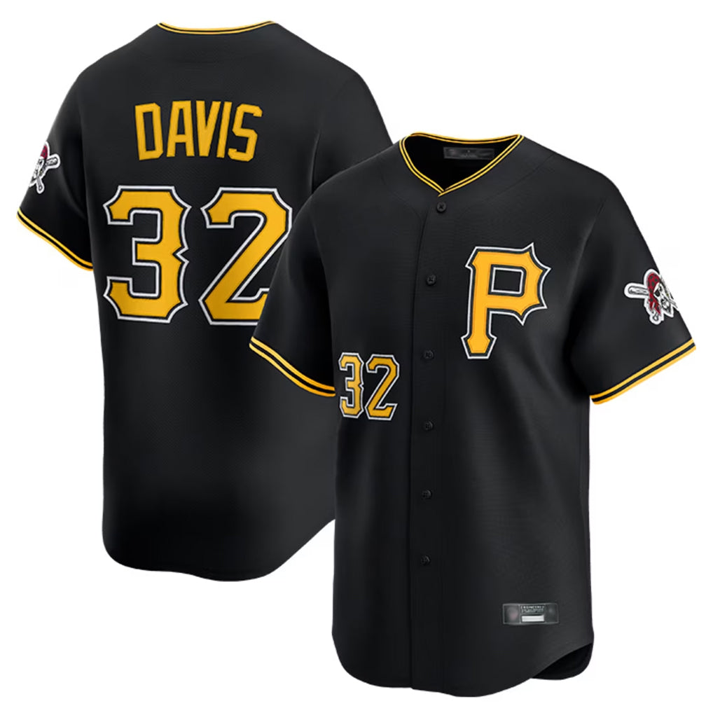 Silnrao P.Pirates #32 Henry Davis Player Black Alternate Limited Game Stitched Jerseys