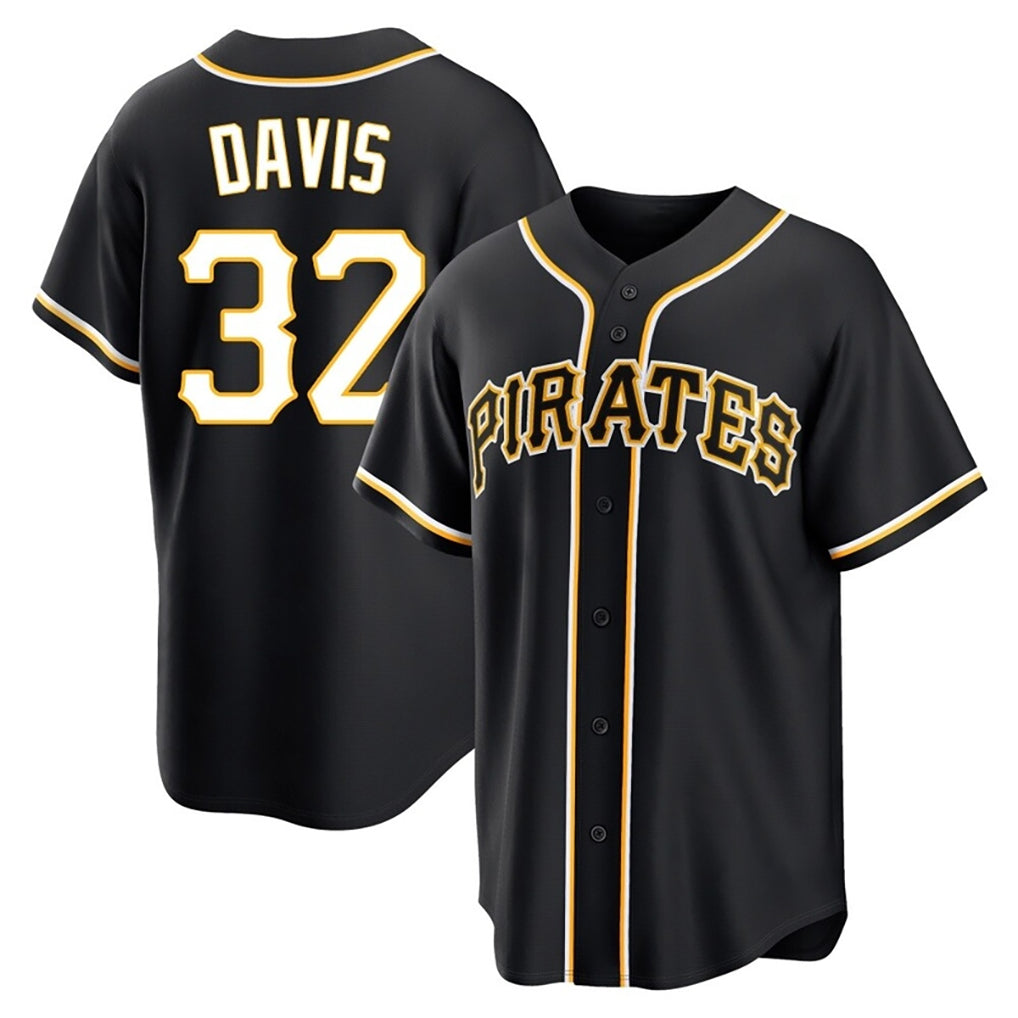 Silnrao P.Pirates #32 Henry Davis Player Black Fashion Out Home Game Stitched Jerseys