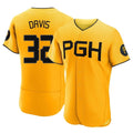 Silnrao P.Pirates #32 Henry Davis Player Gold City Connect Home Limited Elite Stitched Jerseys