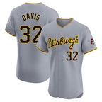 Silnrao P.Pirates #32 Henry Davis Player Gray Road Home Limited Elite Stitched Jerseys