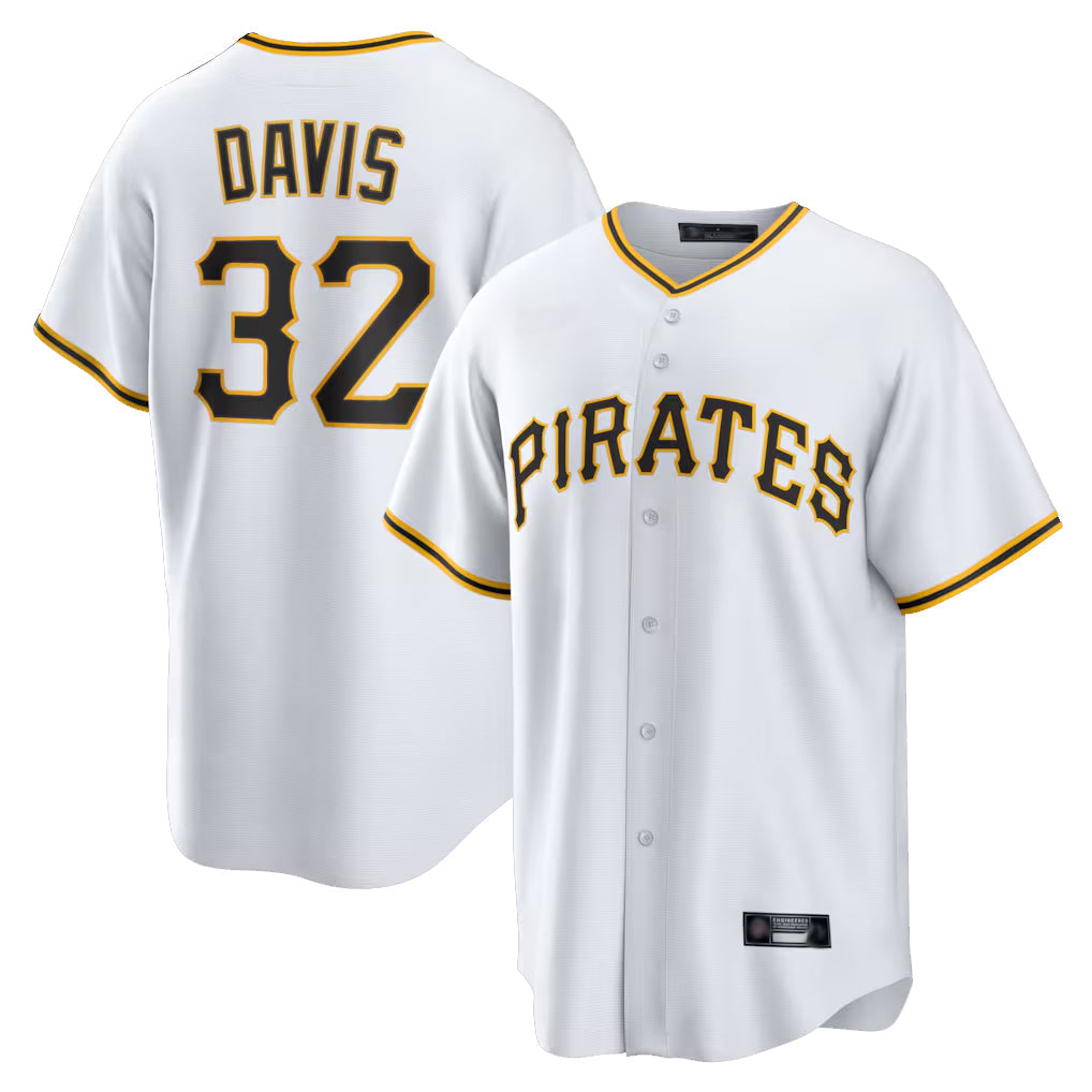 Silnrao P.Pirates #32 Henry Davis Player White Home Game Stitched Jerseys