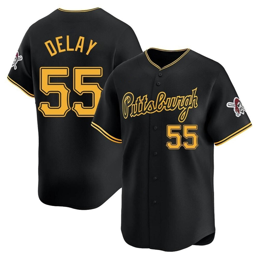 Silnrao  P.Pirates #55 Jason Delay Player Black Alt Home Limited Stitched Jerseys