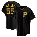 Silnrao  P.Pirates #55 Jason Delay Player Black Alternate 2025 Home Game Stitched Jerseys