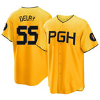 Silnrao P.Pirates #55 Jason Delay Player Gold City Connect Home Game Stitched Jerseys