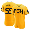 Silnrao  P.Pirates #55 Jason Delay Player Gold City Connect Home Limited Elite Stitched Jerseys