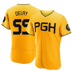 Silnrao  P.Pirates #55 Jason Delay Player Gold City Connect Home Limited Elite Stitched Jerseys