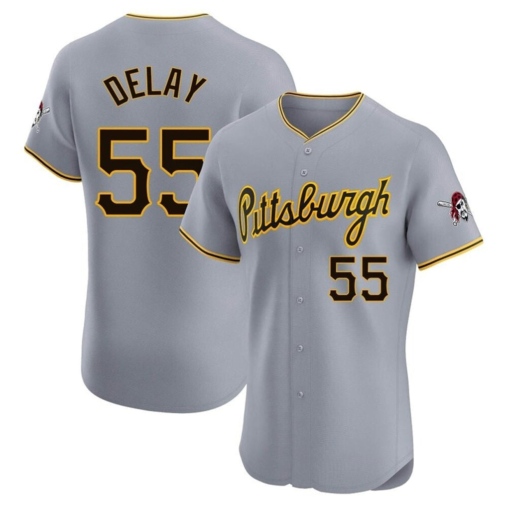 Silnrao  P.Pirates #55 Jason Delay Player Gray Road Home Limited Elite Stitched Jerseys