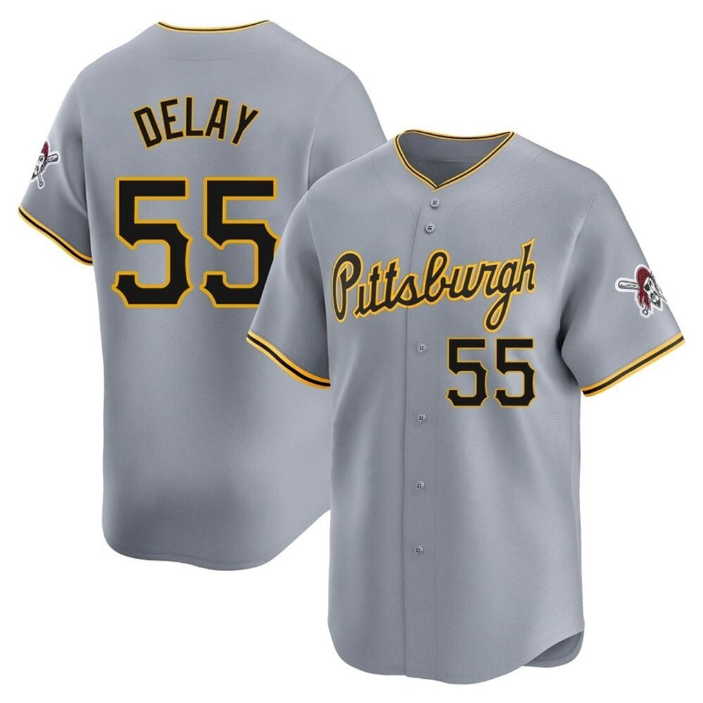 Silnrao  P.Pirates #55 Jason Delay Player Gray Road Home Limited Stitched Jerseys
