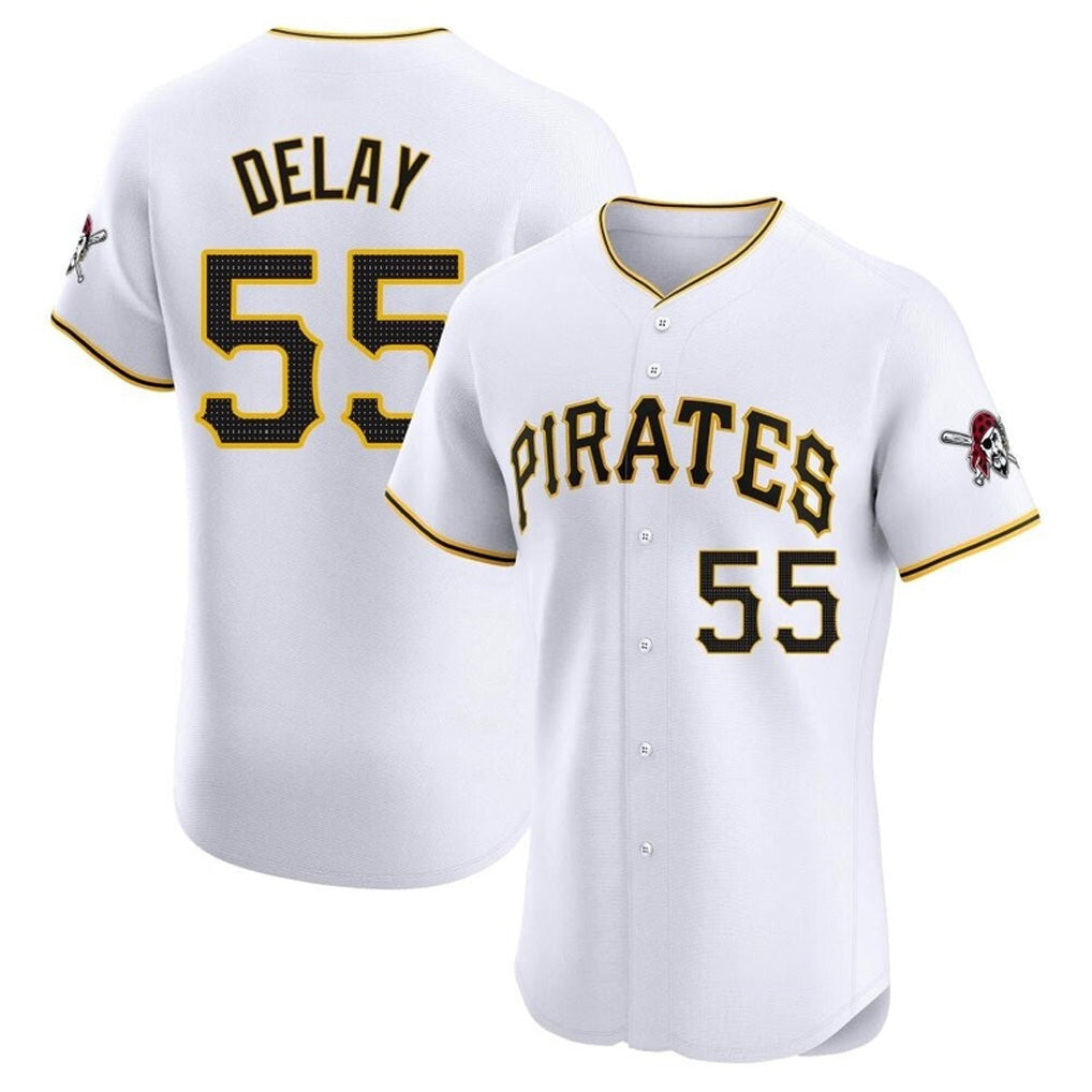 Silnrao  P.Pirates #55 Jason Delay Player White Home Limited Elite Stitched Jerseys