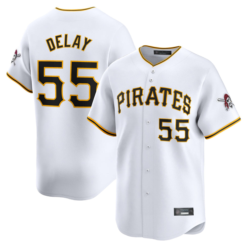 Silnrao  P.Pirates #55 Jason Delay Player White Home Limited Stitched Jerseys