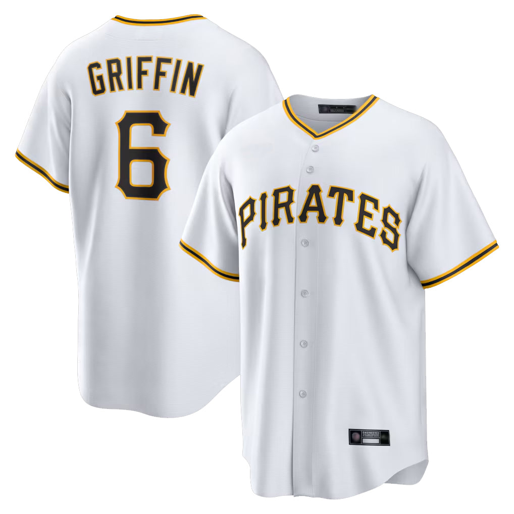 Silnrao P.Pirates #6 Konnor Griffin Player White Home Game Stitched Jerseys