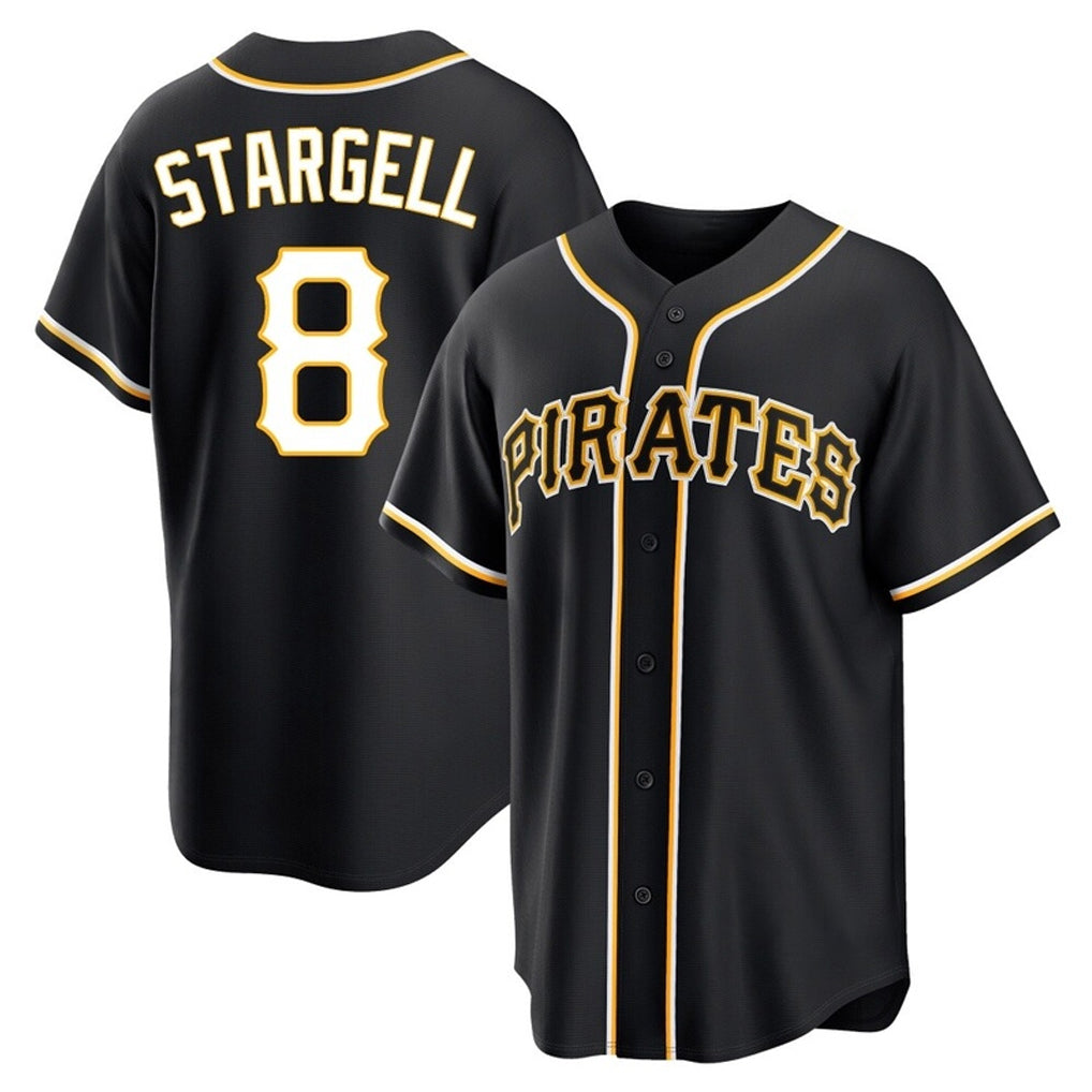Silnrao P.Pirates #8 Willie Stargell Player Black Fashion Out Home Game Stitched Jerseys