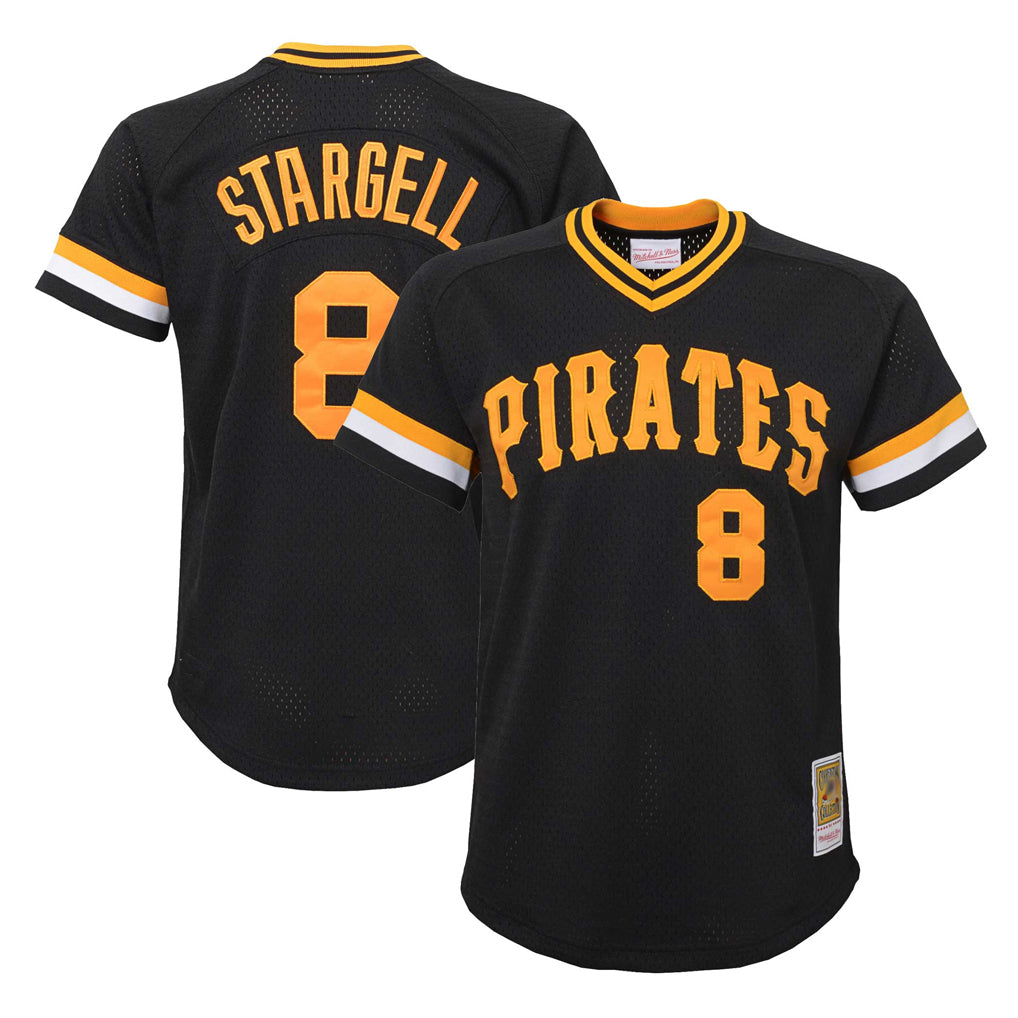 Silnrao P.Pirates #8 Willie Stargell Player Black Mitchell & Ness Black Cooperstown Collection Mesh Batting Limited Stitched Jerseys