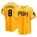 Silnrao P.Pirates #8 Willie Stargell Player Gold City Connect Home Game Stitched Jerseys