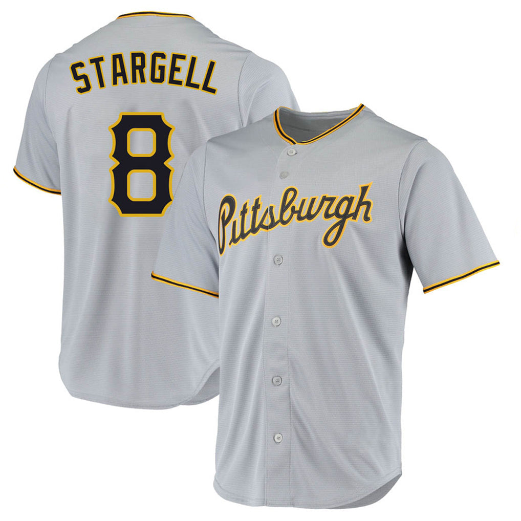 Silnrao P.Pirates #8 Willie Stargell Player Gray Road Home Game Stitched Jerseys