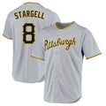 Silnrao P.Pirates #8 Willie Stargell Player Gray Road Home Game Stitched Jerseys
