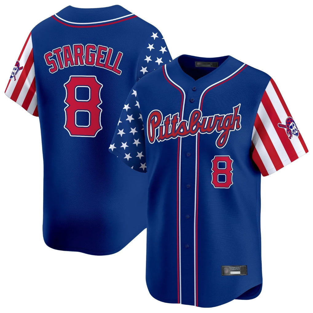 Silnrao P.Pirates #8 Willie Stargell Player Royal 2025 Independence Day Vapor Premier Limited Stitched Jerseys