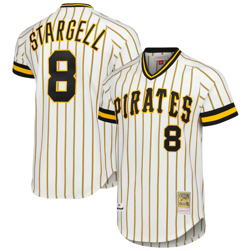 Silnrao P.Pirates #8 Willie Stargell Player White Mitchell & Ness Cooperstown Collection 1979 Limited Stitched Jerseys