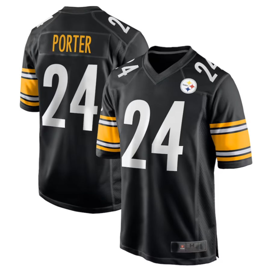 Silnrao P.Steelers #24 Joey Porter Jr. Black 2023 Draft Pick Game Jersey American Stitched  Jerseys