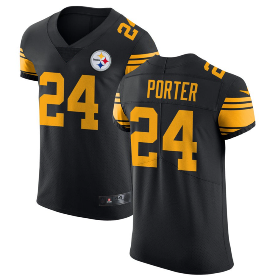 Silnrao P.Steelers #24 Joey Porter Jr. Black Vapor Untouchable Elite Color Rush Jersey American Stitched Jerseys