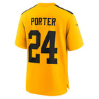 Silnrao P.Steelers #24 Joey Porter Jr. Gold Alternate 1933 Throwback Game Stitched Jerseys